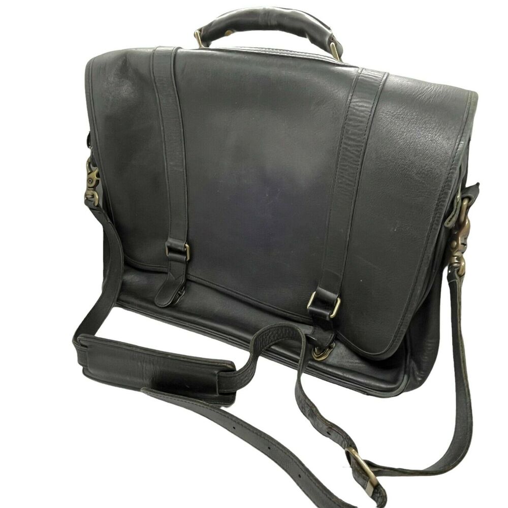 Messenger Bag Vintage Eddie Bauer Unisex Black Distressed Adjustable Strap